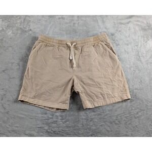 Marine Layer Saturday Shorts Mens Large Beige Canvas 6" Inseam Elastic Waist